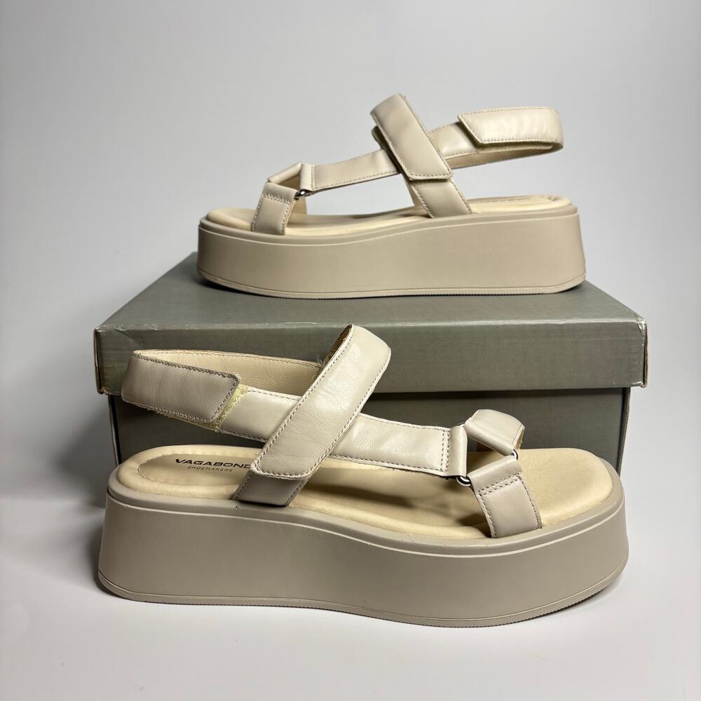 Vagabond Shoemakers Courtney Sporty Platform Sandals in Off-White Leather
